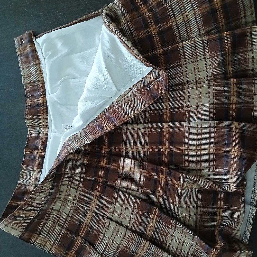 Vintage Plaid Pleated Mini Skirt/Skort Brown Size:Small Women's - Picture 6 of 7